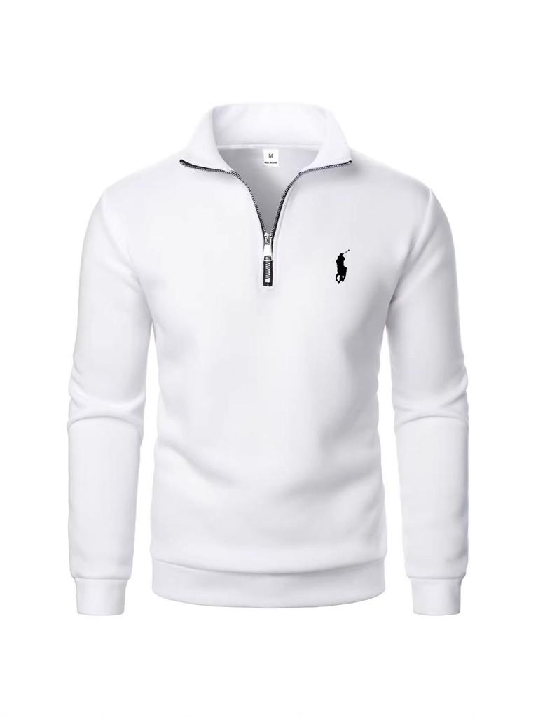 Herren-Polo-Stil Stehkragen Halbreißverschluss Sweatshirt mit besticktem Pony