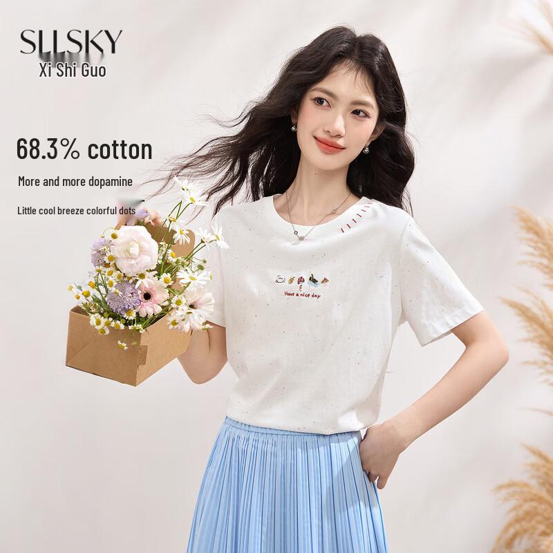 SLLSKY Women s Cool-Touch Speckled T-Shirt L