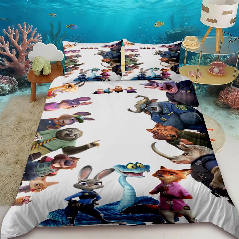 

Zootopia Judy Nick Duvet Cover Anime Cartoon Three-piece Set Bedding Set Bedroom Teens Dormitory Home Queen King Size 135x200cm