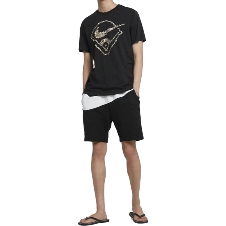 Nike Big Logo Print Crew Neck Short Sleeve T-Shirt Men Tops Black AT2706-010