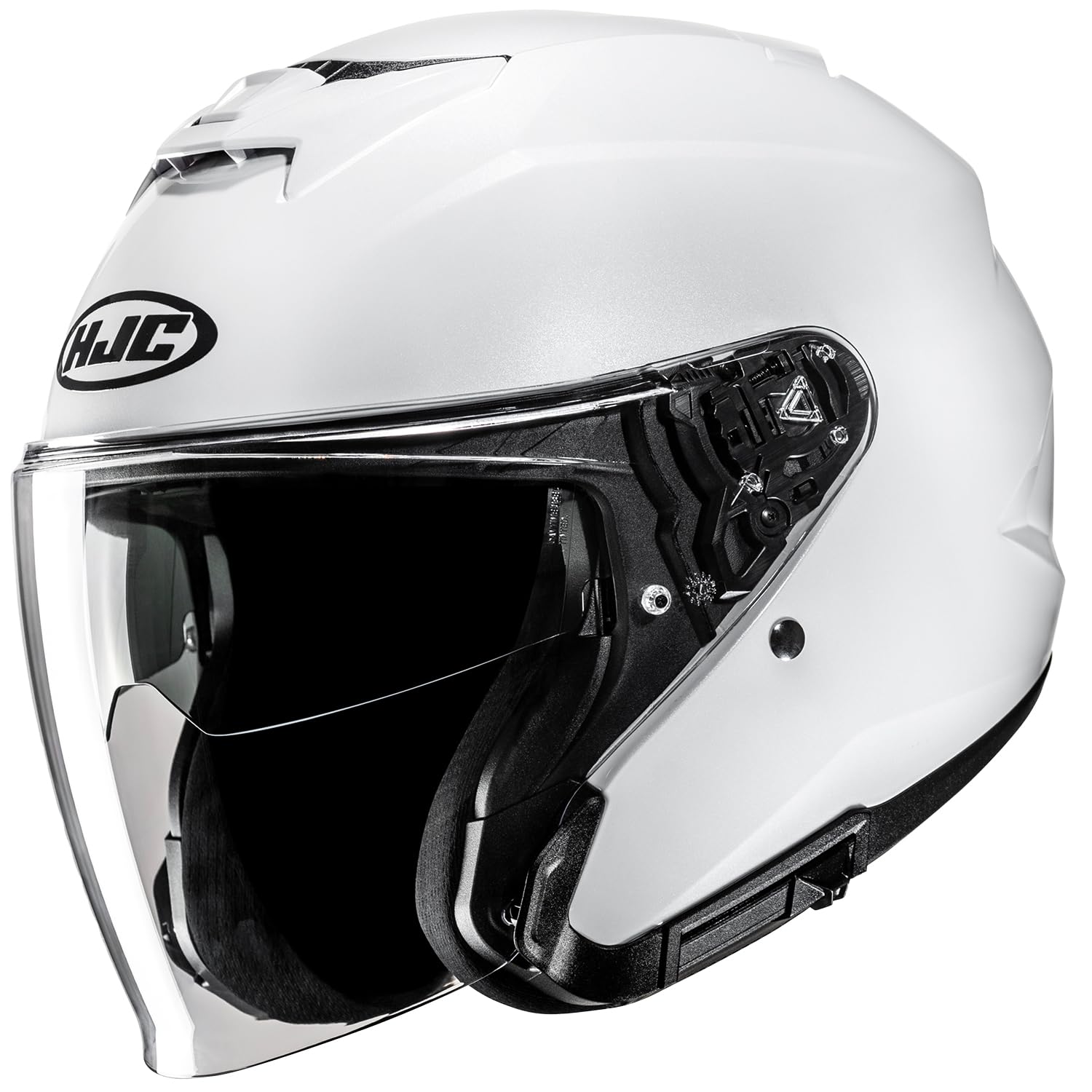 

HJC HELMETS i31 Solid Jet Motorcycle Helmet, Open Face, with Built-in Sun Visor and Detachable Ventilation, HJH273, Pearl White, Size M (57-58cm)