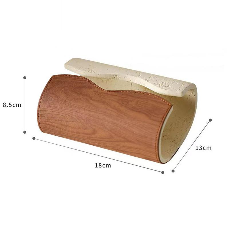 Cave Stone Tissue Box Advanced Sense Living Room Luxury Walnut Leather Paper Box Creative Paper Box Home Decoration