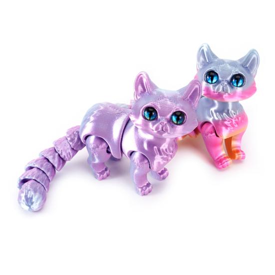 3D Printed Cat Ornament Articulated Cat Figurine with Flexible Joints Desktop Pet Cat Fidget Toy for Stress Relief Kids Adults Gift