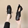 Retro first-layer cowhide commuter lace-up small leather shoes, spring new women's deep-mouth single shoes, low flat bottom