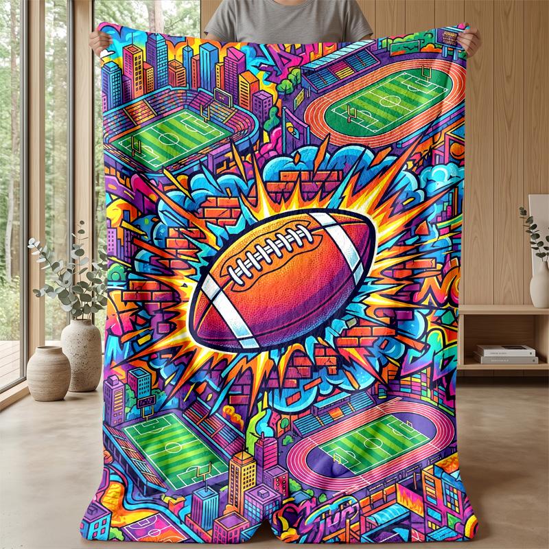 Stars and Football Magic Theme blanket Lightweight Warm Flannel Blanket Decorative Throw Blanket for Home Decoration
