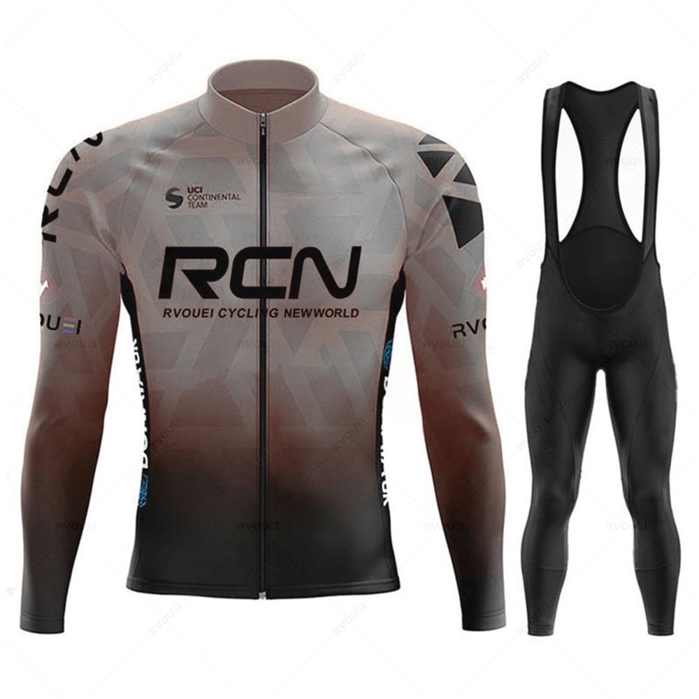 Team Autumn Cycling Jersey Bib Pants Set Ropa Ciclismo Bicycle MTB Clothing Road Bike Suit Men Long Sleeve Bicicleta Set