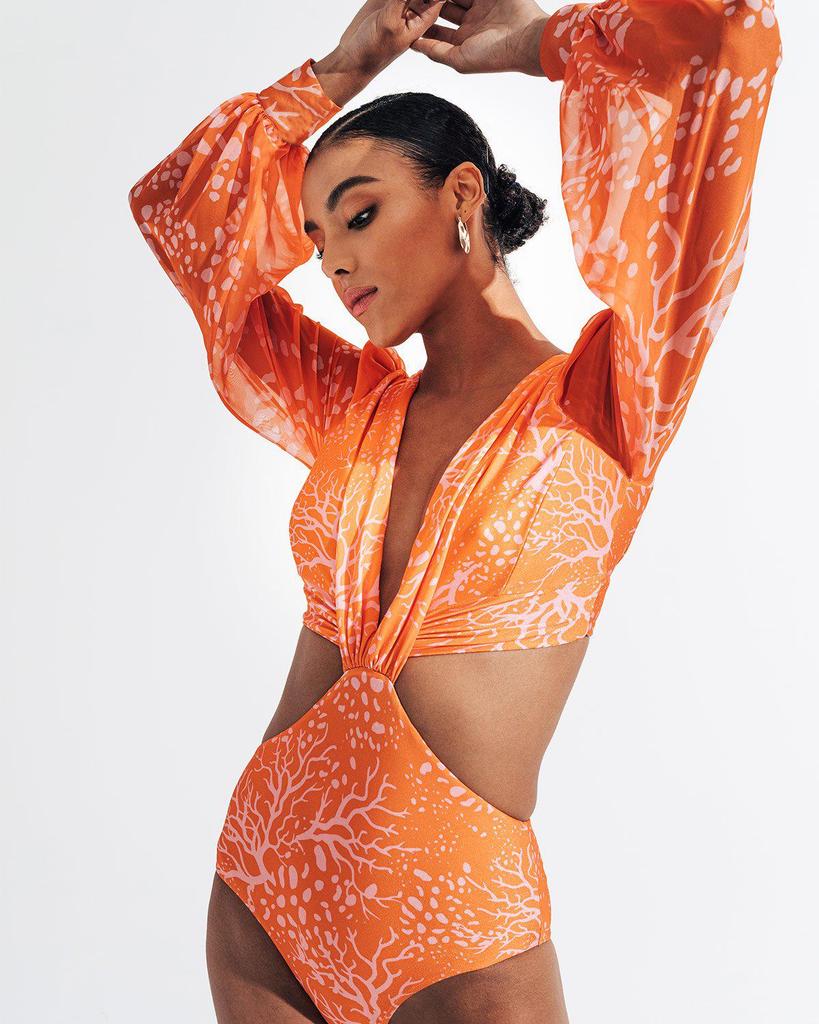 2024 Dámské evropské a americké nadměrné jednodílné bikiny s dlouhým rukávem