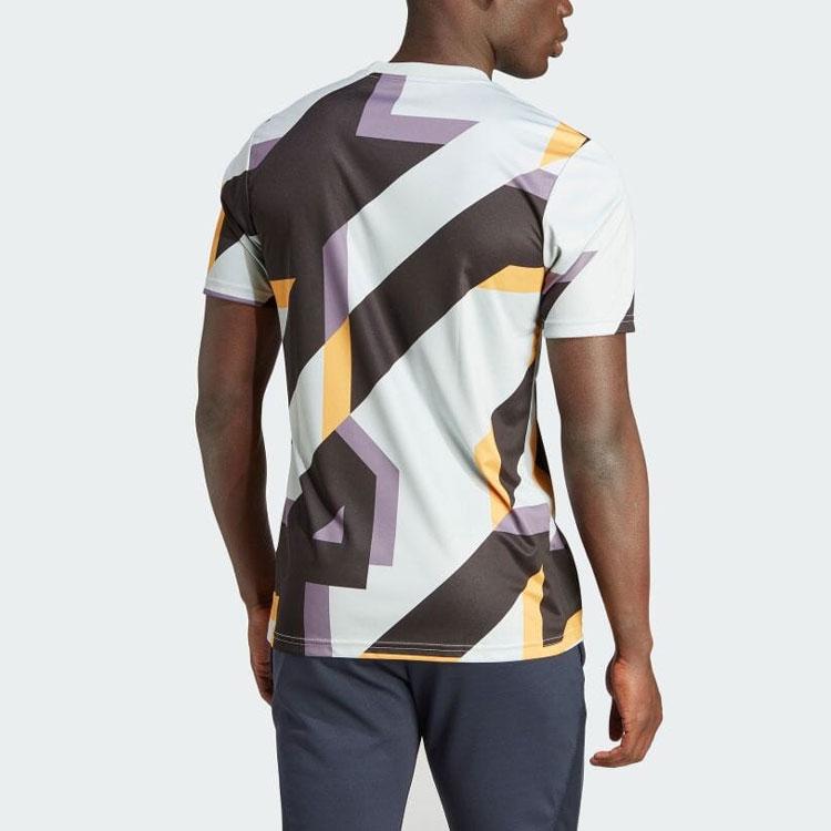 Adidas Geometric Pattern Color Block Print Round Neck Short Sleeve Soccer Jersey Men Tops Multicolor IB0877
