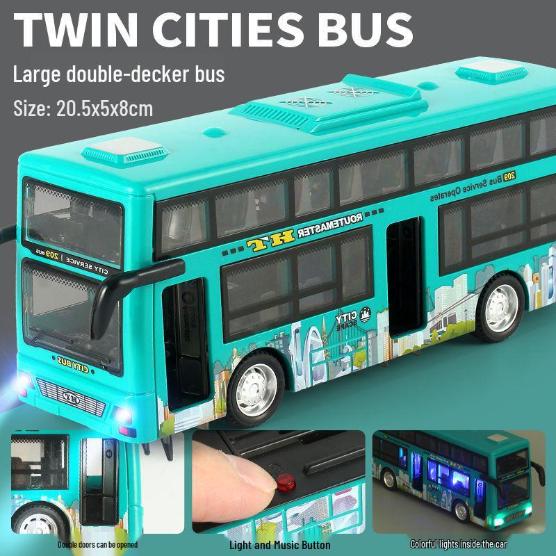 Children's Light & Sound Inertial Bus Toy with Opening Doors and Music
