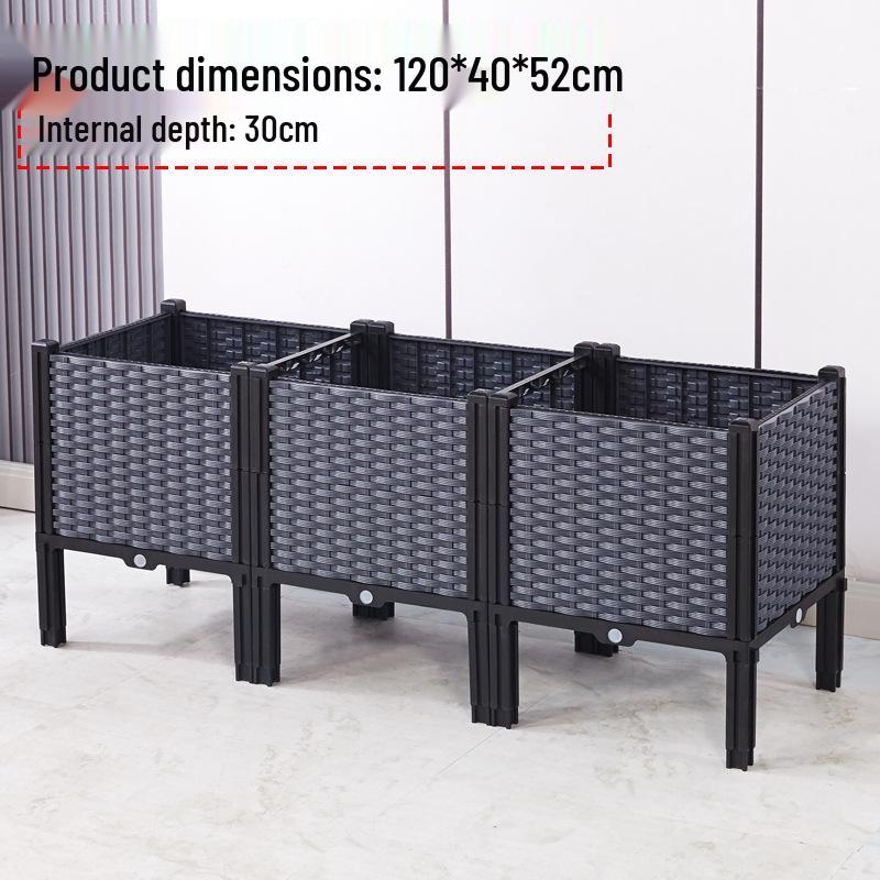 Large Plastic Flower and Vegetable Planting Box for Balcony, Courtyard, or Rooftop Gardens
