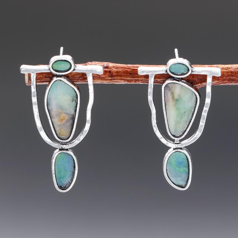 Elegant Personalized Carved Dragonfly Earrings Seven colored gems Hook Drop Earrings Wedding Engagement Earrings for women