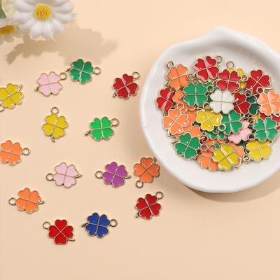 10/20/30pcs Alloy Material Clover Pendant Enamel Clover Pendant Green Leaf Pendant Jewelry Making Pendant Earrings Bracelets DIY Supplies