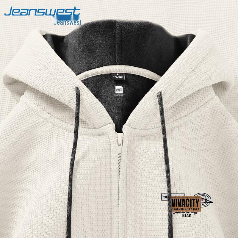 

Jeanswest Men s Winter Plush Lined Waffle Knit Hooded Jacket 5XL
