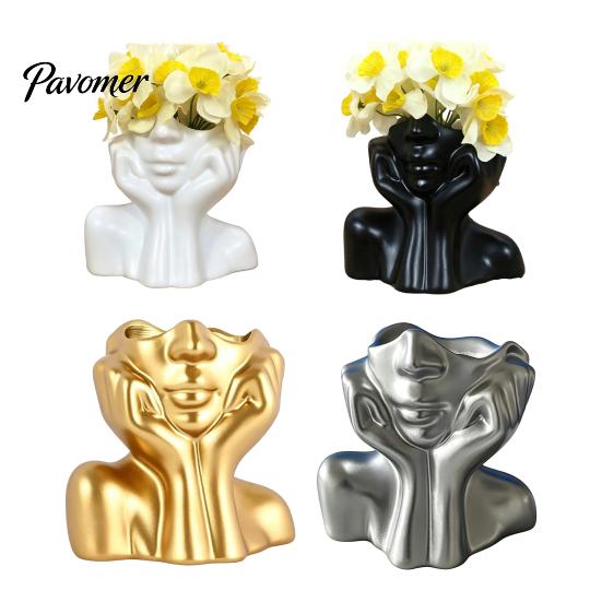 Office Supplies Organizer Abstract Face Vase, Artistic Female Pen Holder, Makeup Brush Home Aesthetic Decor Modern Decorative Vase Centerpiece