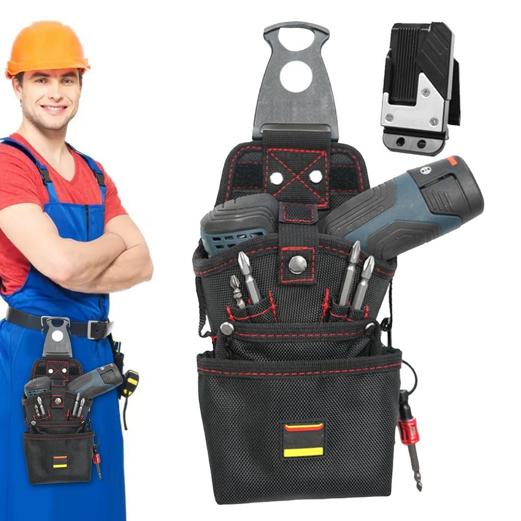 Belt Tool Pouch Magnetic Utility Work Organizer Bag Heavy-Duty Electric Drill Holder Screw Pouch Anti-Scratch Electrician