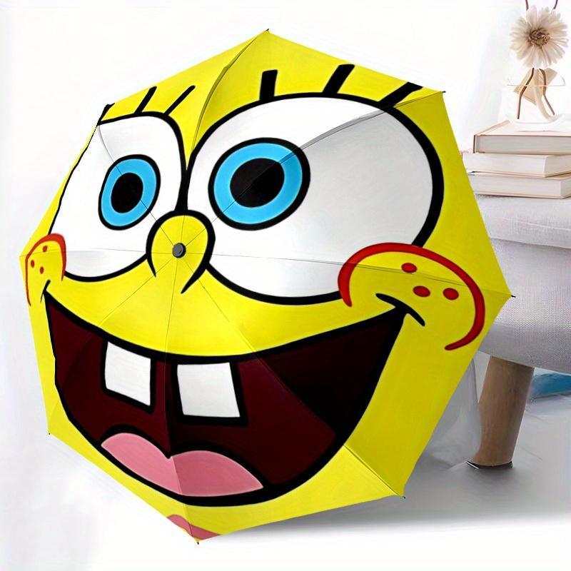 1pc SpongeBob Automatic Folding Umbrella, Portable Collapsible Design, 8-Rib Iron Frame, , All-Season Casual Outdoor Accessory for Christmas Birthday