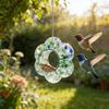 Colorful Glass Bird Feeder Outside Hanging Fly Through Bird Feeder Flower Shape Birdfeeder for Blue Jay Finch Garden Decor