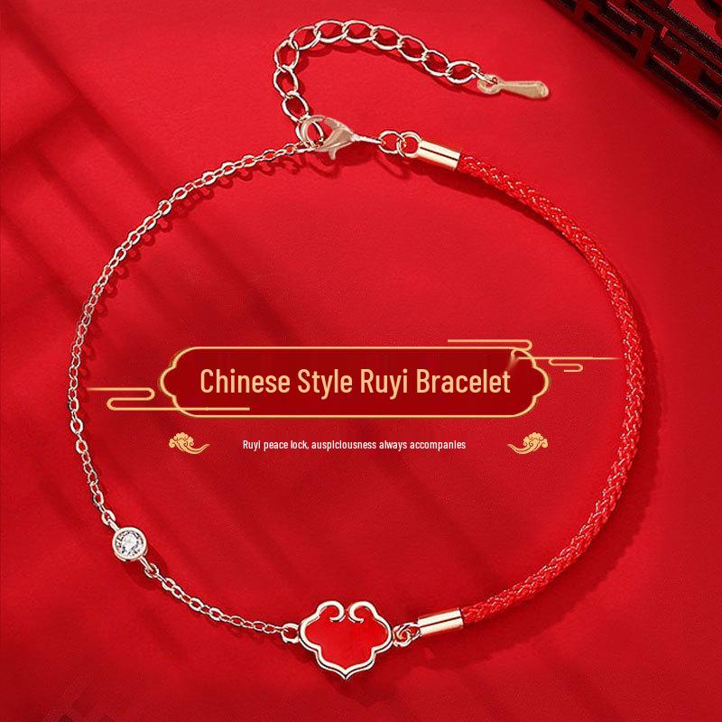 Palace Museum Ruyi Lock Bracelet - Lucky Red Rope, Women's Bestie Gift for Christmas & New Year.