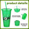 10 Pcs 24Oz Plastic Football Cups Reusable Tumbler With Lid And Straw Decorated Soccer Birthday Party Gifts For Coach Fan Men Wo