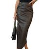 Gonna Lunga Sexy Bodycon da Donna in Ecopelle Vita Alta Gonna a Matita Vestibilità Stretta con Spacco Posteriore per Club Appuntamenti Feste Ufficio Uso Quotidiano