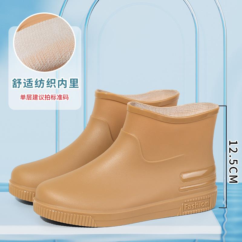 Fashion Short Tube Women's Rain Shoes Outdoor Low Tube Water Shoes New Non-slip Rain Boots Adult Warm Water Boots Rubber Shoes