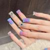 Square Press On Nails Purple Fake Nails with Glitter Design Press Ons Artificial Acrylic False Nails Full Cover Stick On Nails Glue On Nails for Women