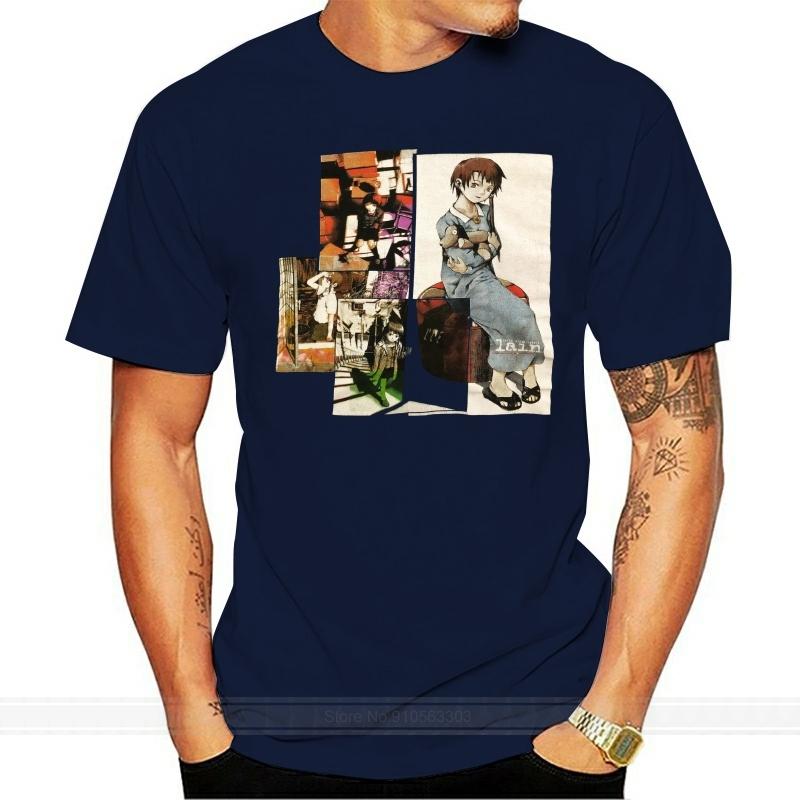 Original Serial Experiments Lain 1999 Shirt Round Collar Short Sleeve Tee Shirts top tee