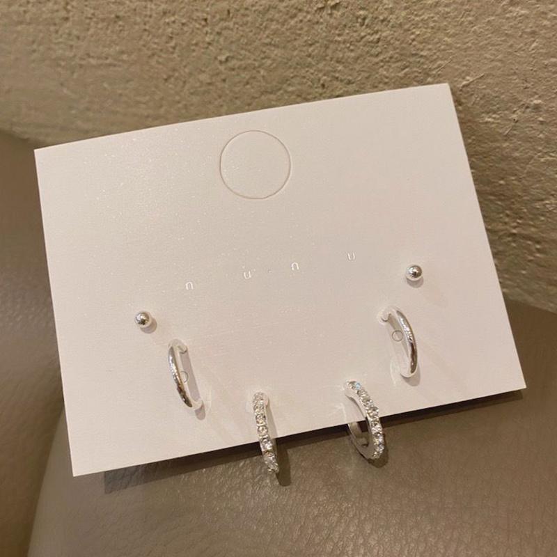 6Pcs/Set Korean Simple  Stud Earring Set C Shaped Zircon Earrings