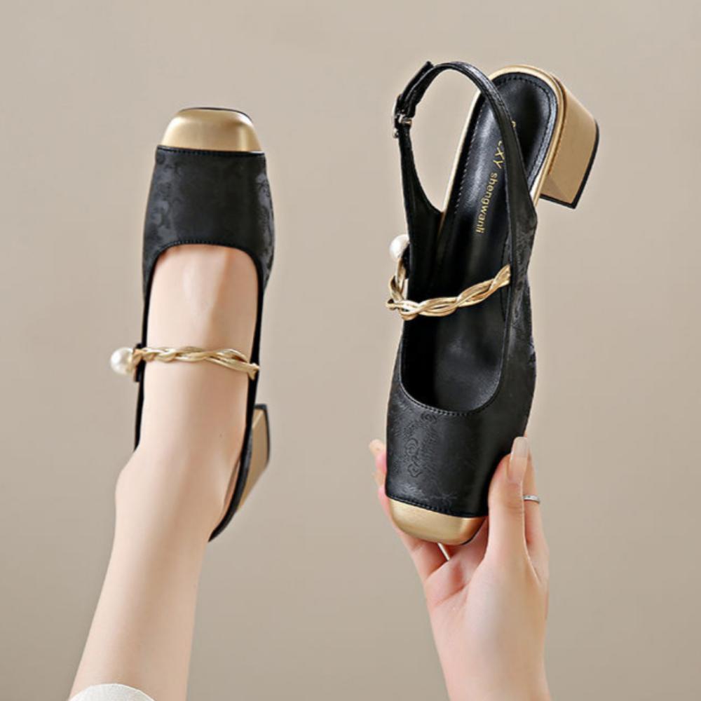 New Chinese Style National Style Baotou Sandals Women's Mid-heel Mary Jane Shoes Summer Temperament Thick Heel High Heel Single Shoes