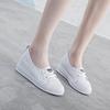 Leather Summer Heightening White Shoes Women's Summer Breathable Internet Celebrity Versatile Hollow Shallow Mouth One Pedal White Shoes