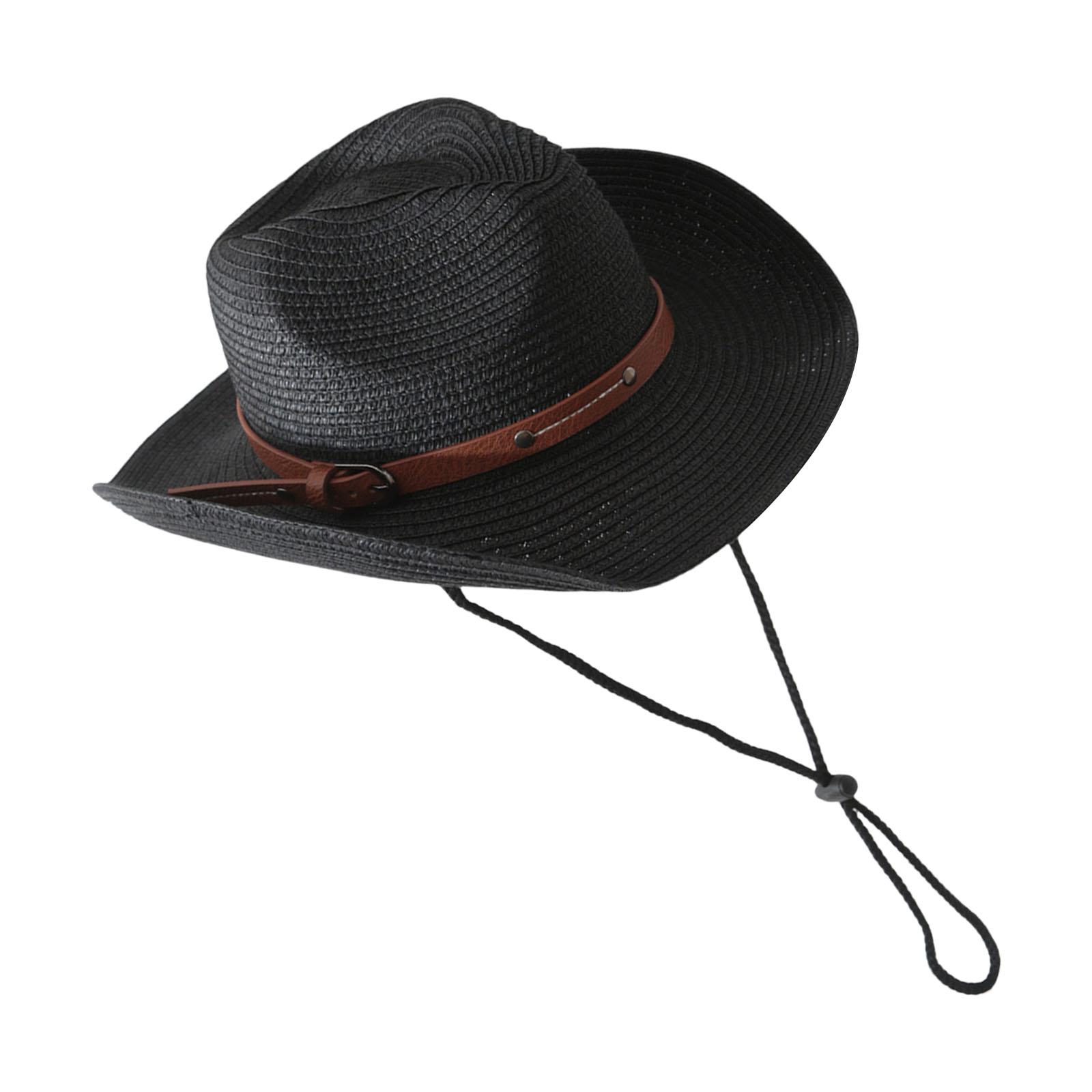 

Classical Western Styles Straw Sun Hat Adjustable Roll Brims Panama Hat For Outdoor Activity And Fashion Enthusiasts 5