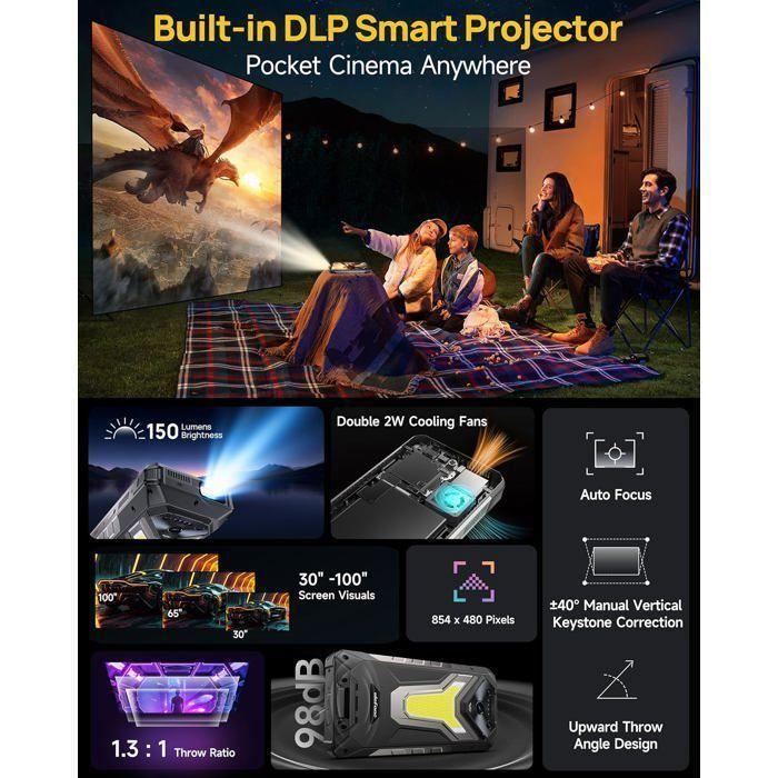 Ulefone Armor 34 Pro Téléphone Portable Incassable 5G 32Go+512Go 6.95" FHD+ 25500mAh/66W 64MP Smartphone Robuste Avec Projecteur