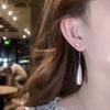 Simple Water Droplet Pearl Dangle Earrings for Women Wedding Party Elegant Round Drop Earrings Long Geometry Vintage Jewelry