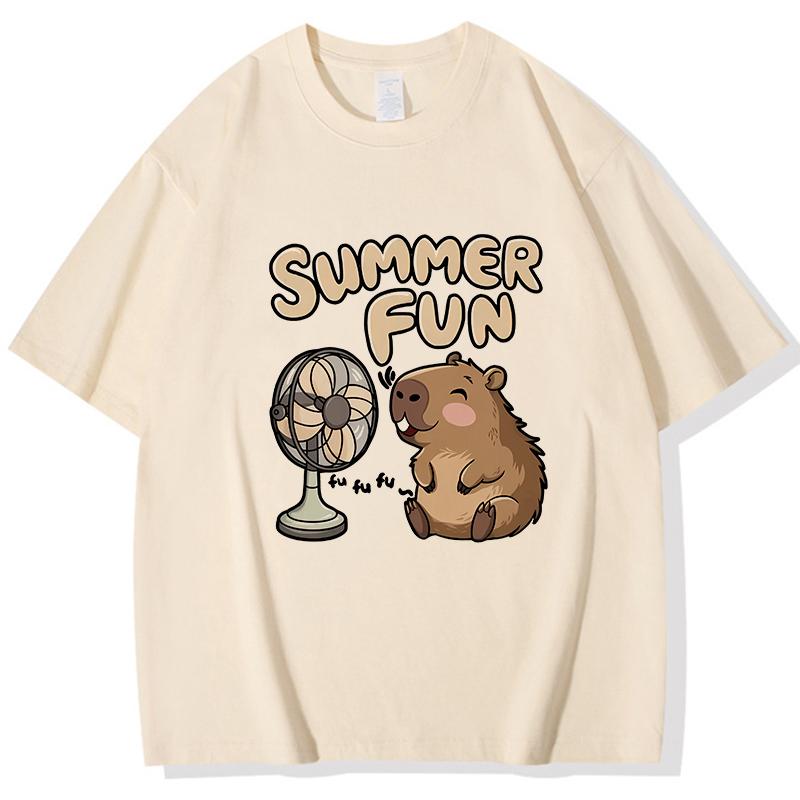 Funny Capybara Printed T Shirt Men Women Vintage Summer Short Sleeve T-shirt 90s Gothic Tshirt Casual EU Size Tees Tops Clothes