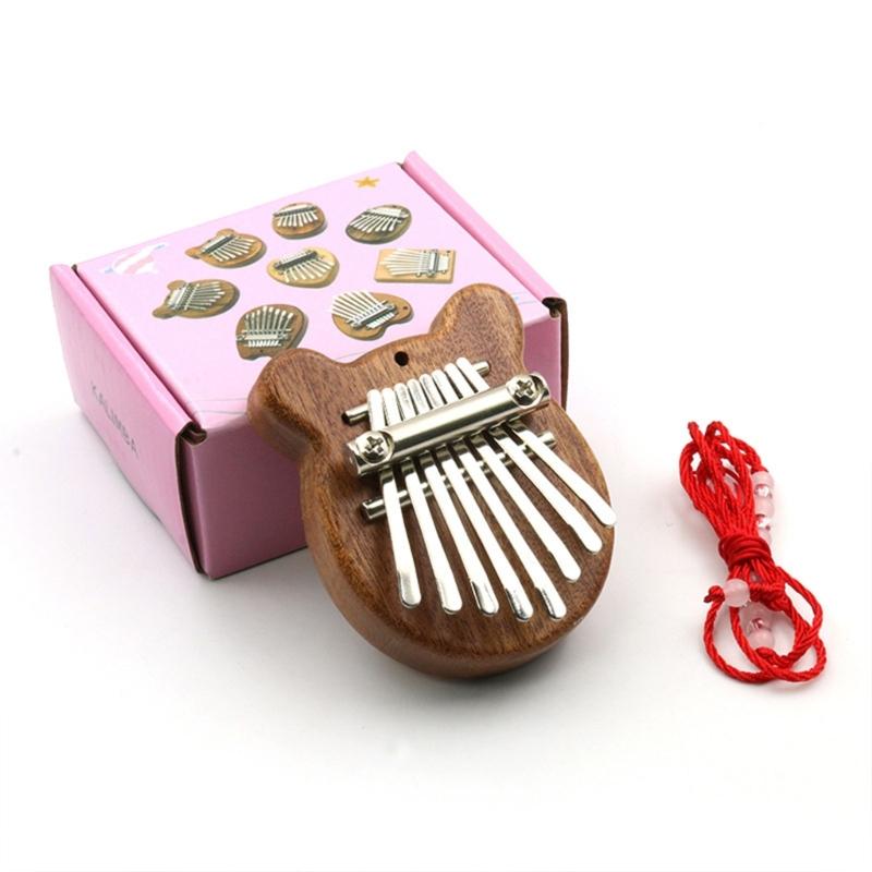 8 Keys Finger Piano Wood Finger Thumb Piano Musical Instrument Portable Wood Finger Piano for Kids Beginners