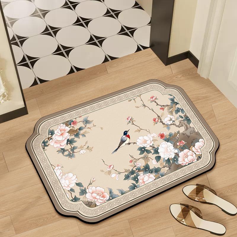 Mid-Autumn Absorbent Cushion Cushion Cute Chinese Flowers and Flowers Foot Mat Toilet Floor Mat Door Non-slip Bathroom Absorbent Cloth