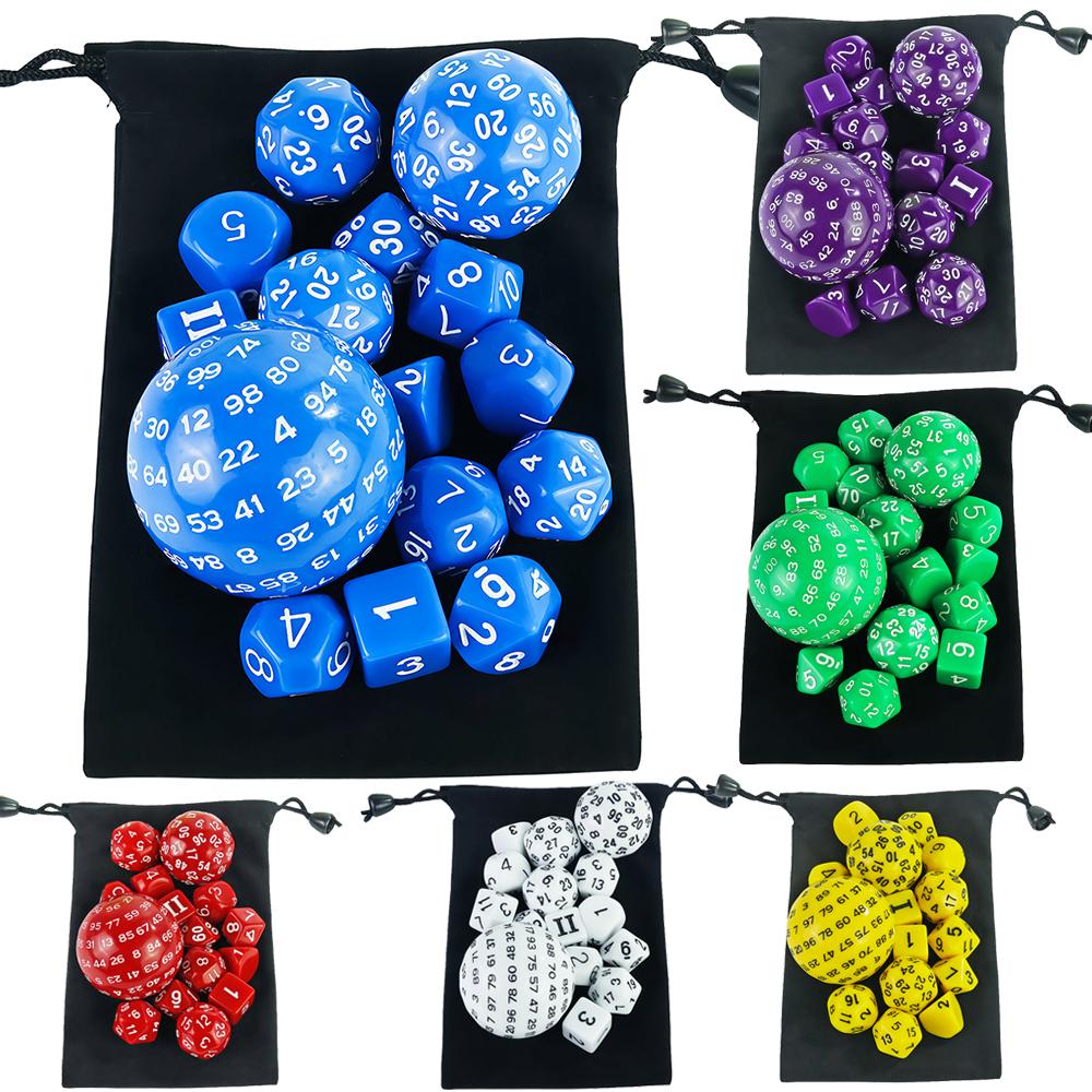 Polyhedral Dice Set, Game Dice Set Acrylic 15Pcs D4-D100 with Bag for DND Role Playing Game