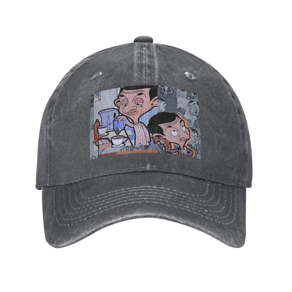 Mr. Bean Cartoon Denim Fabric Cap Casual Baseball Caps Adjustable Hat Summer Unisex Baseball Hats