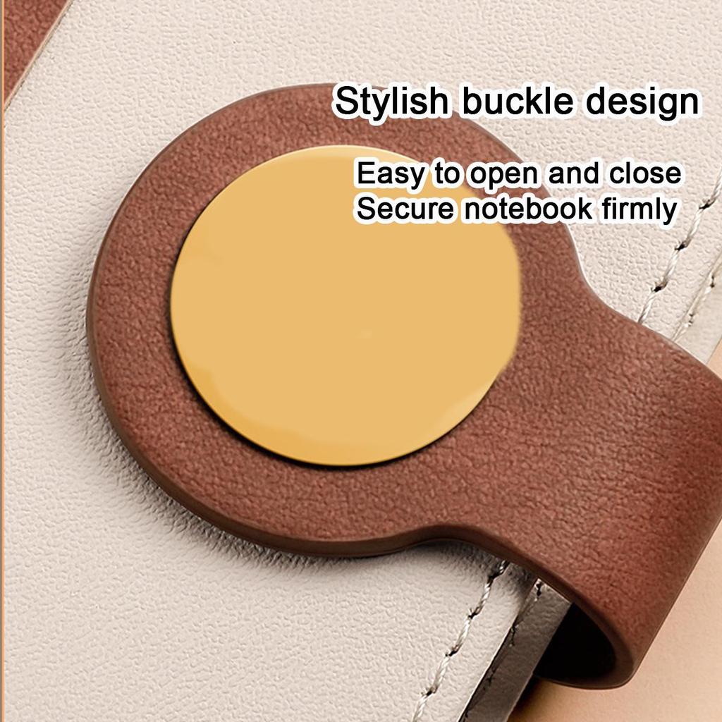 A5 Leather Student Subject Notebook, Buckle Office Notepad, Business Meeting Record Book, Travel Log, Diary, 130 Sheets 260 Pages