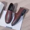 Men's Trendy Korean-Style Black Leather Formal Shoes – Breathable, Round-Toe Design for Casual and Business Wear.