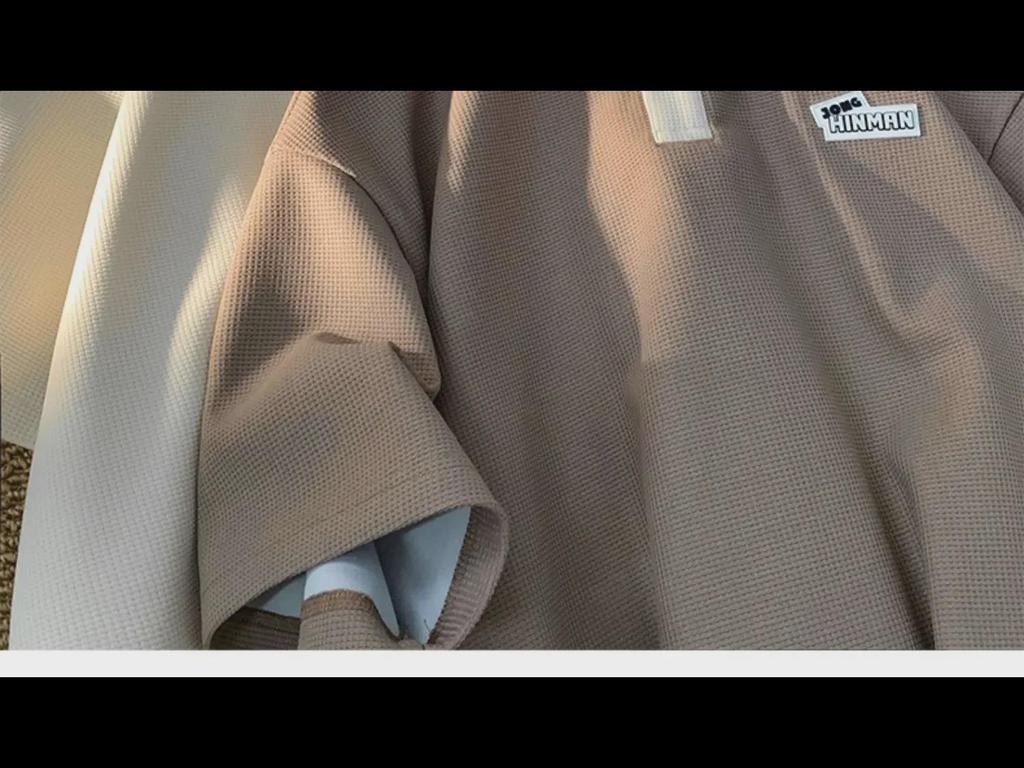 Herr Sommar Retro Våffelmönstrad Pikétröja - Kortärmad Lös Krage