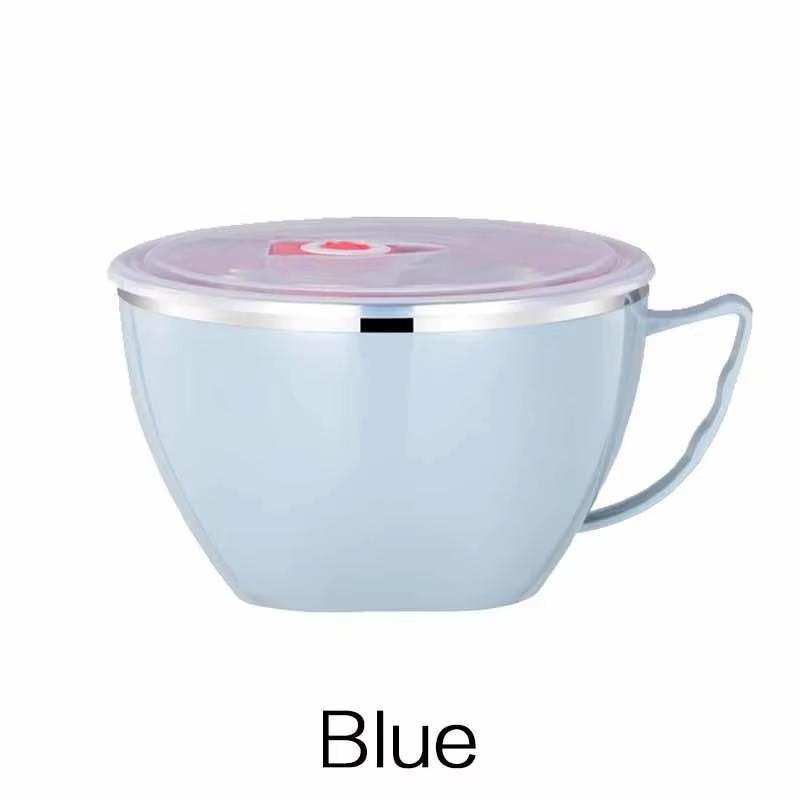 Stainless Steel Noodle Bowl Insulated Instant Noodle Bowl with Lid Food-Grade Material Lunch Box Suitable for Home Office Travel