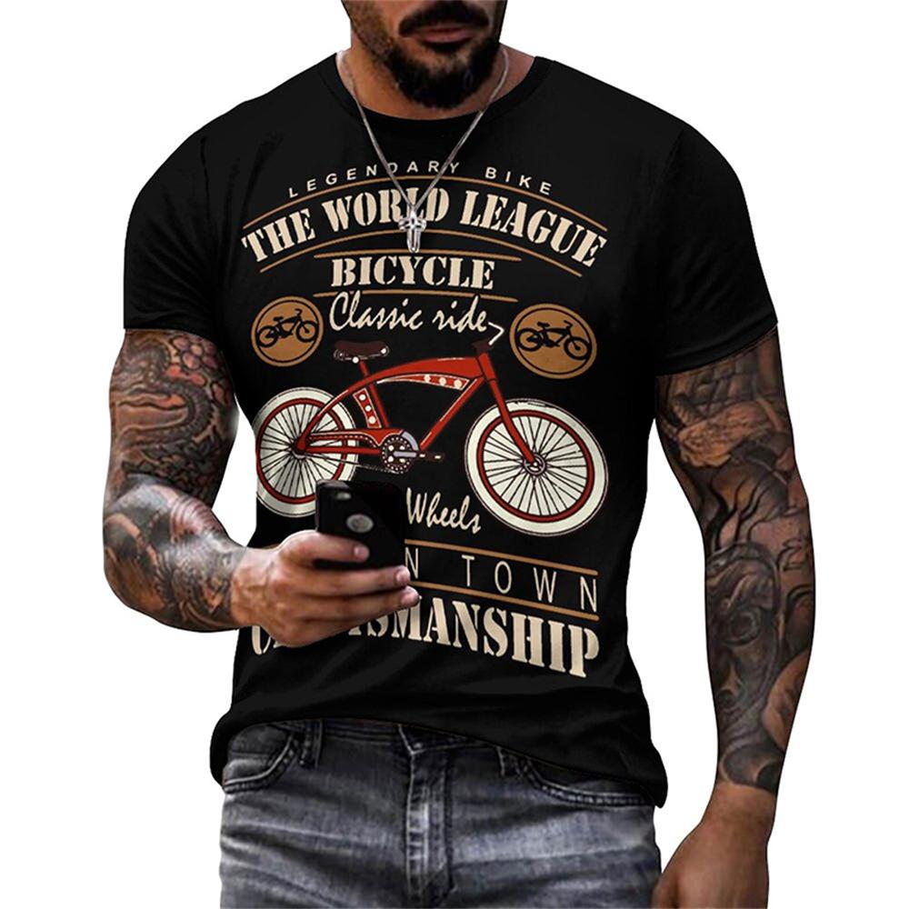 Vintage Bike Graphic T Shirt for Men Clothing 3D Printed Bicycle T-Shirt Gym Sport Tops Tee Streetwear Men Clothes Short Sleeve