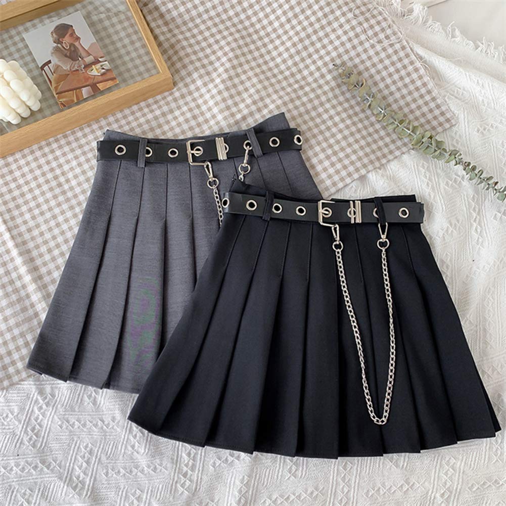 QYY Mini Pleated Stylish Includes Innerwear Skirt, Women's Skirt, Flared, High-Waisted Skirt, A-Line, High-Waisted, Belted, Bottoms, Leg-Slimming,