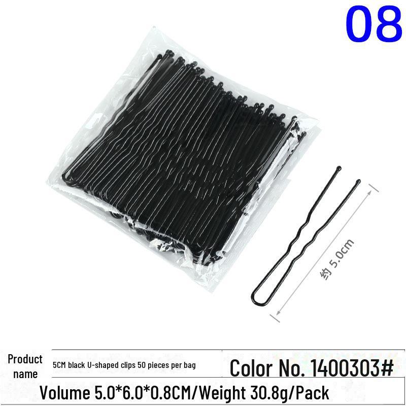 Multicolor Black Wave Hair Clips: One-Line, U-Shaped, Gold & Silver, Steel, Ball Head, Hairpin Set