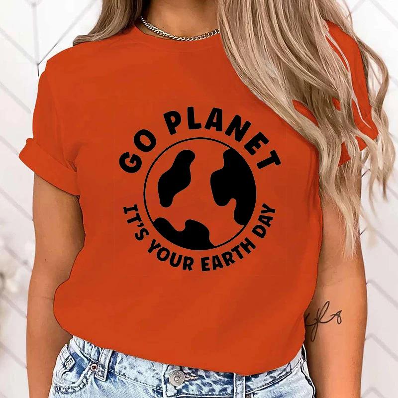 (Premium T-shirt)Funny Protect The Ocean Go Planet It'S Your Earth Day Printed Shirt Women'S Casual Personality T-Shirt Tops