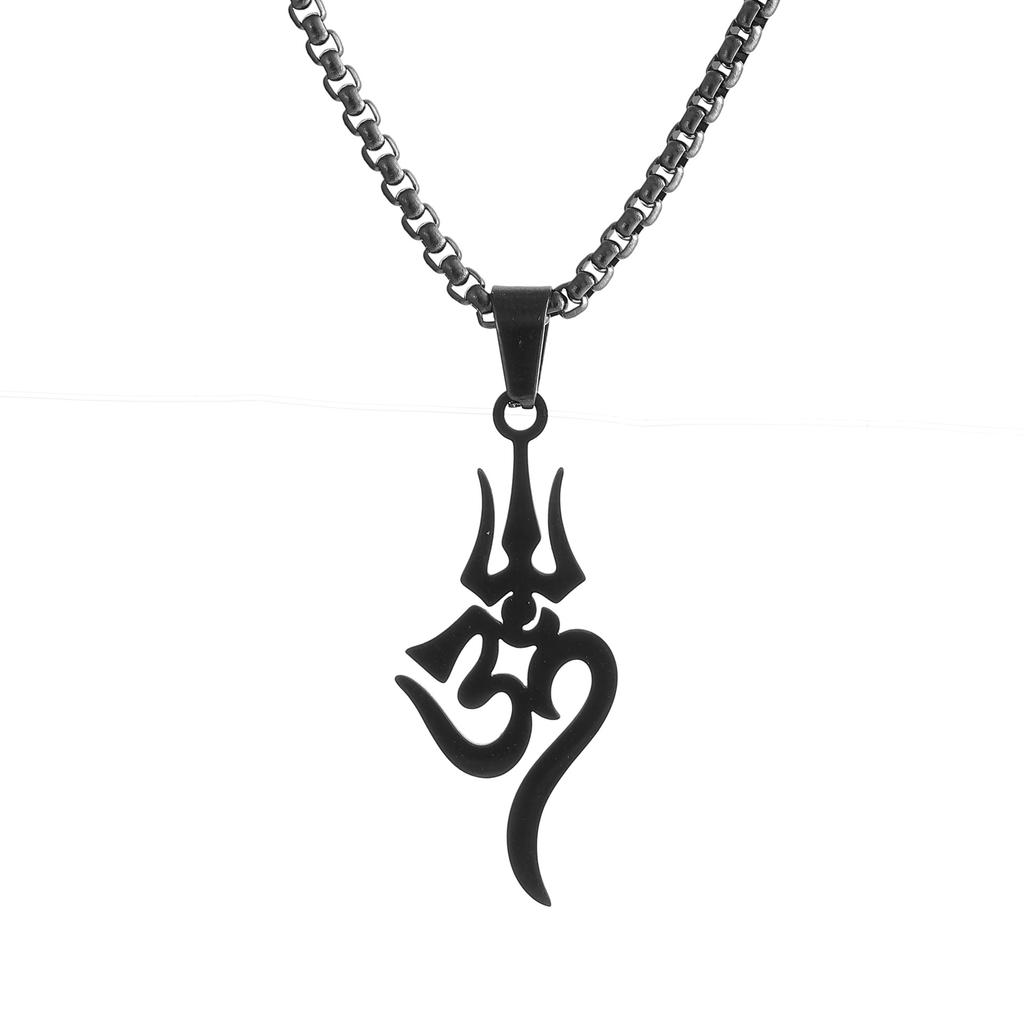 New Fashion Jewelry Shiva Trident Om Symbol Titanium Steel Amulet Necklace