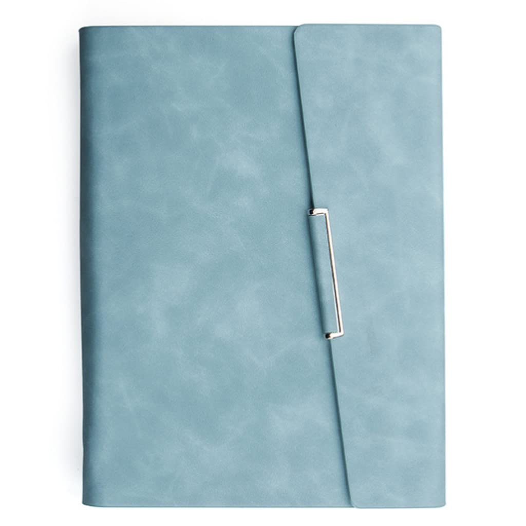 Tri-fold Loose-leaf Notebook A5 Creative Stationery Notebook Detachable Business Notepad Leather(Gray Black Blue) (Blue,170*230mm&A5)