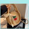 Stylish Handmade Woven Bag For Women Chic Rattan Beach Tote With Scarf Accent