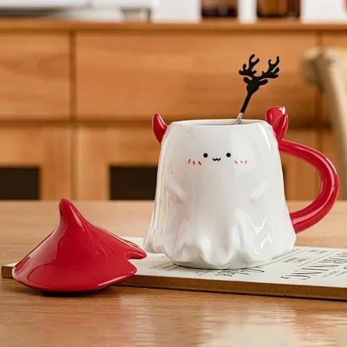 Halloween Kleiner Teufel Kinder Keramik Wasserbecher 500ml Student Cartoon Tasse Niedliche Frühstücksmilch Kaffee Tasse Paar Geburtstagsgeschenk Neu